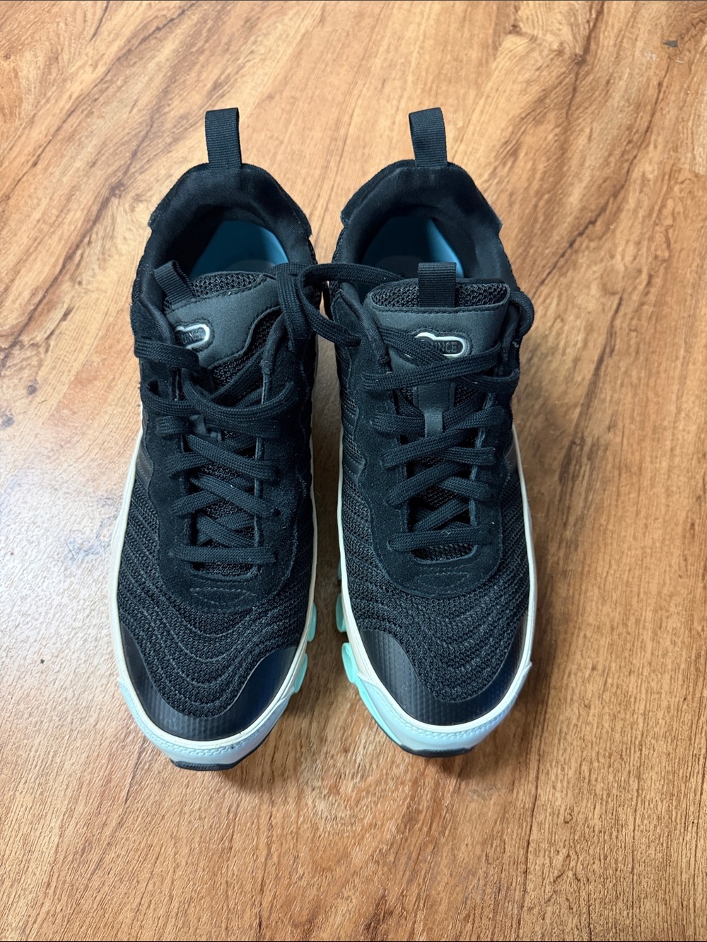 Adidas Bounce Black Athletic Sneakers with Teal Accents